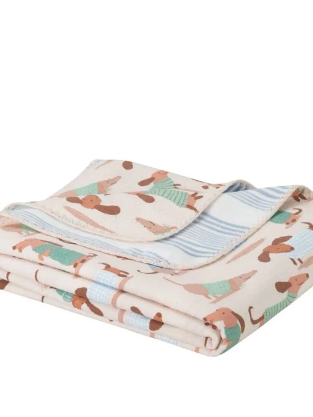 Artist Collection dachshund Cotton Gauze Throw - Dog Print in Cream, Blue,